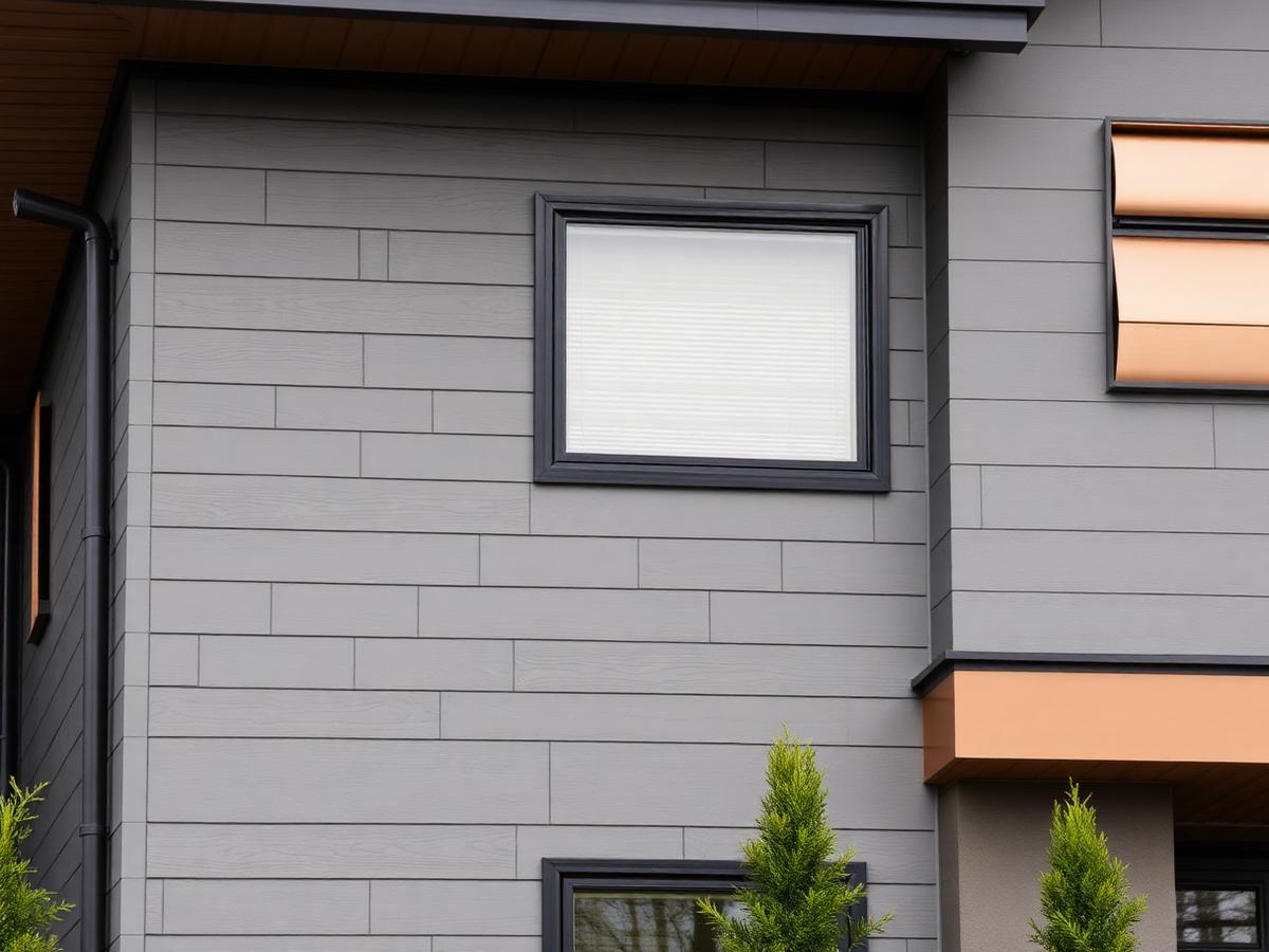 Fachada residencial contemporânea com revestimento em placas cimentícias